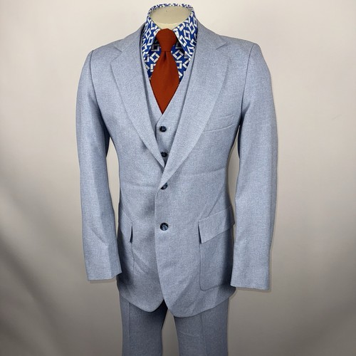 Vintage 70er Elderado Anzug Herren 42 lang Sakko 35 Hose ungesäumt Freizeit Disco NOS - Bild 6 von 24