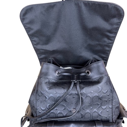 Mochila COACH Hudson Signature Monograma Logo Cuero Guijarro Negra Excelente - Imagen 3 de 20