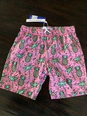 Maamgic Boys pink pineapple Swim Trunks Swim Shorts Boys Bathing Suit 10/12 NEW