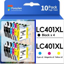 10x LC401 LC401XL Ink Cartridges for Brother MFC-J1010DW MFC-J1012DW MFC-J1170DW