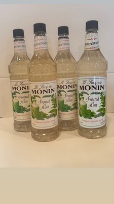 BIGGBY COFFEE MONIN PREMIUM GOURMET FROSTED MINT SYRUP 1 LITER 4 PACK FRESH NEW