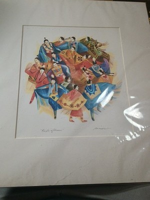 Signed Daniel Ramirez  24x27 Matted Chippewa Native Amer. Watercolor Art Print 