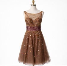 Jovani Sequin Tulle Cocktail Dress Bronze Size 4 Altered to 6 Prom Party