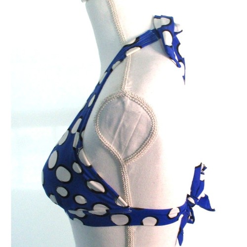 Catalina Women's Blue & White Polka Dot Lined Halter Bikini Top Size Med. (8-10) - Picture 3 of 6