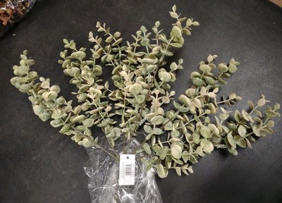 Plastic Spiral Eucalyptus Bush Variegated White & Sage 6 Branch 13'' Baby Euc