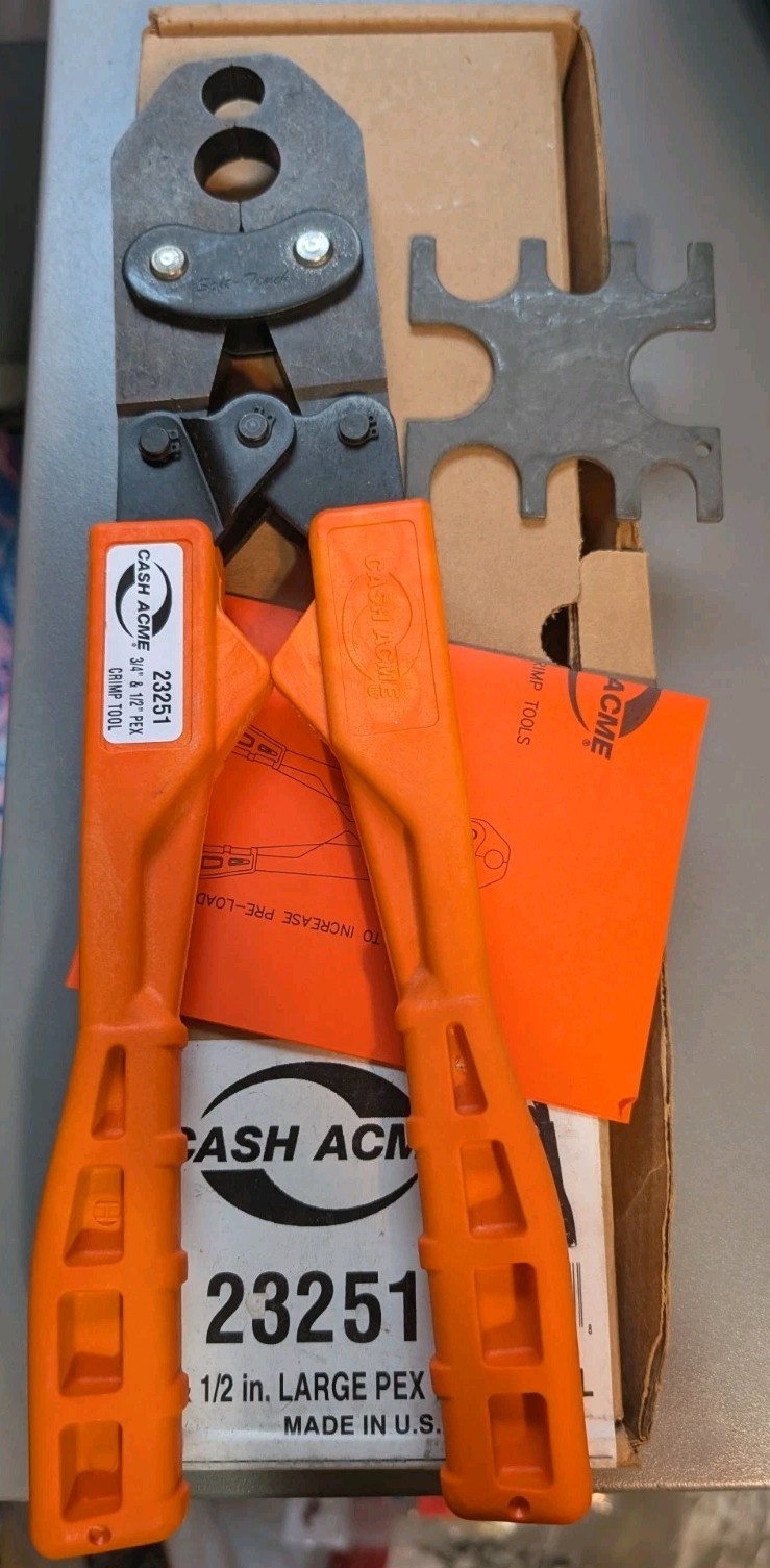 Sharkbite Cash Acme 23251 Large Pex Crimp Tool New 3/4 & 1/2"
