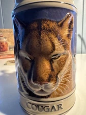 1994 Endangered Species”Cougar”Beer Stein. Limited Edition#19772 w/COA. Brazil ￼