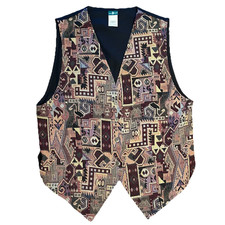 Vintage Tapestry Vest Mens Large Aztec Southw...