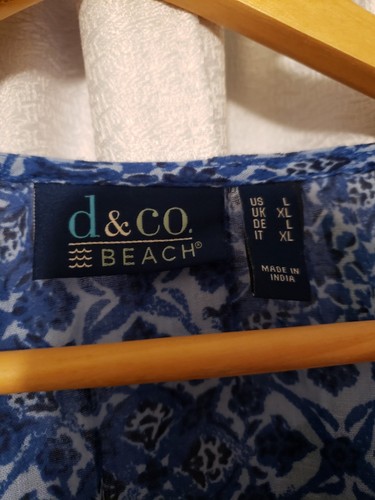D & Co Women’s Sz Large Cottage Core Mom Beach Blue Tunic - Picture 4 of 5