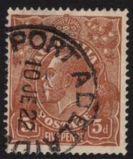 5d BROWN KGV SINGLE WMK VARIETY BW 123o "BROKEN SE CORNER" FU CV $75 (A30739)