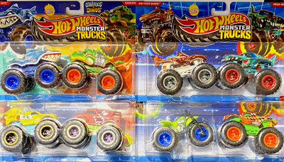 Hot Wheels Monster Trucks 2-Pack Monster Jam Style Diecast Set - Neu & Sealed