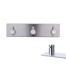 Self-Adhesive Stainless Steel Hooks 3-Hook Rack for Towel Key Wall Mount