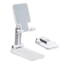 Cell Phone Stand, Angle Height Adjustable Cell Phone Holder with Silicon White