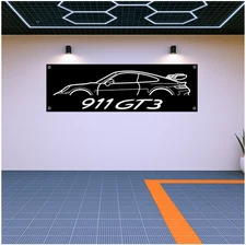 Decoration Porsche 911 GT3 Flag Banner – 71x24" Sports Car Garage Wall Decor