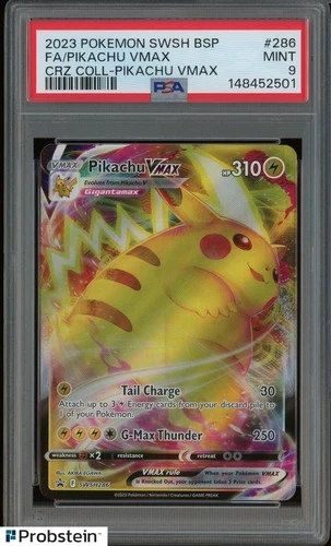 #1 2023 Pokemon SWSH BSP Crz Coll Pikachu VMax #286 FA Pikachu VMax PSA 9 MINT