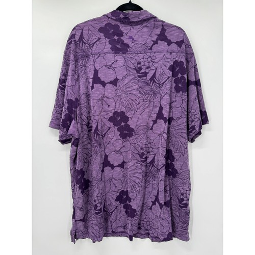 Tommy Bahama Men's Sport Miramar Blooms Purple Floral Polo Tencel Shirt Sz 2XLB - Picture 2 of 5