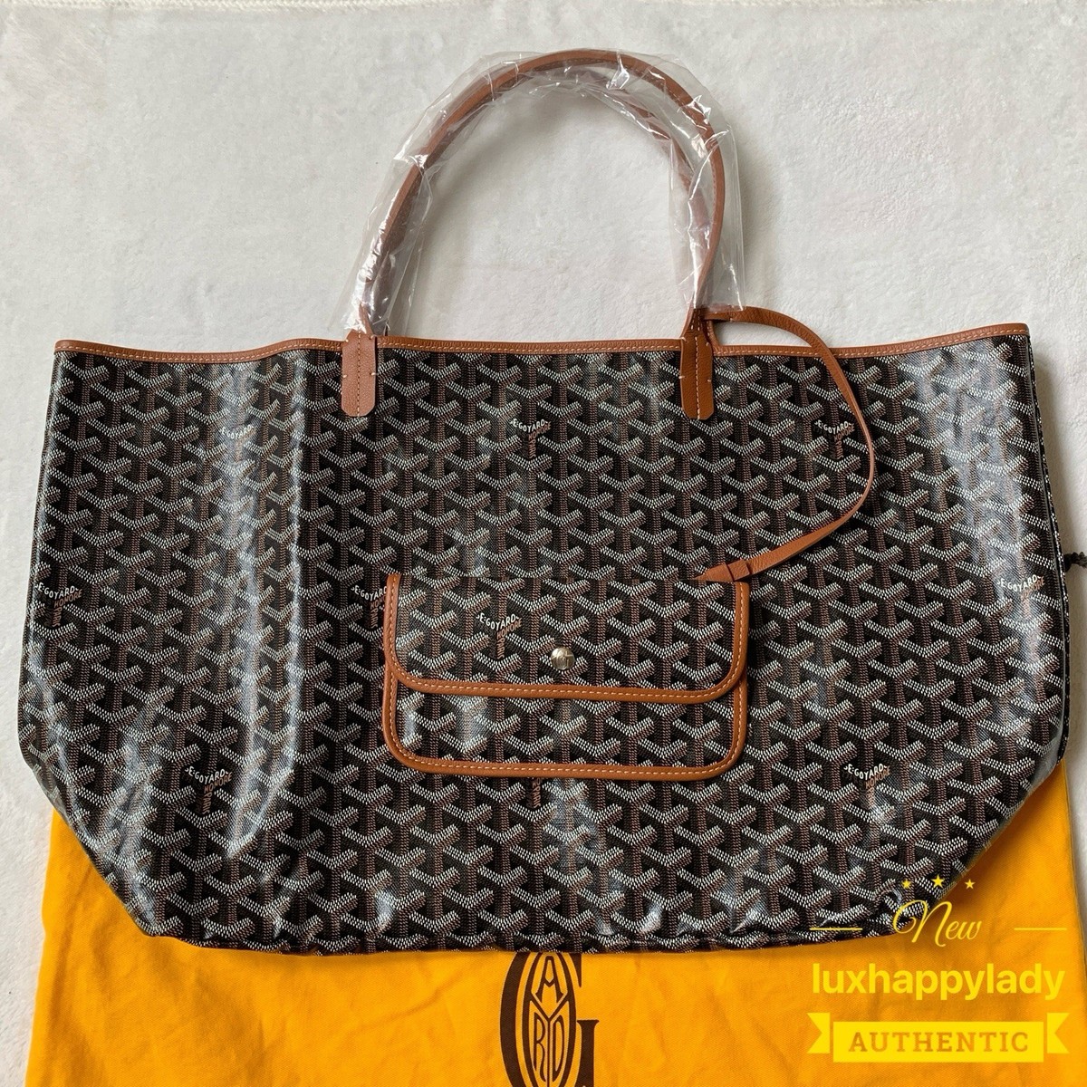 NEW AUTH GOYARD Saint Louis GM Large Black/ Tan Tote Bag🔥RARE