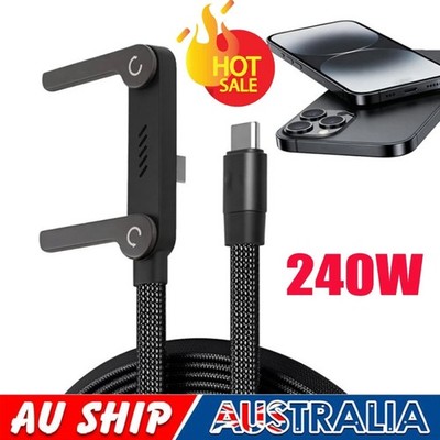 2-in-1 Invisible Holder Charger Cable, 240W Fast Charging Cord with