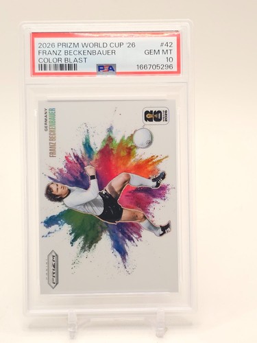 FRANZ BECKENBAUER 2026-27 PRIZM WORLD CUP COLOR BLAST #42 GERMANY PSA 10 Q3356