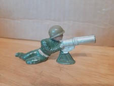 1940s GREEN BARCLAY 928 LEAD DIME STORE G.I. SOLDIER MACHINE GUNNER LYING FLAT