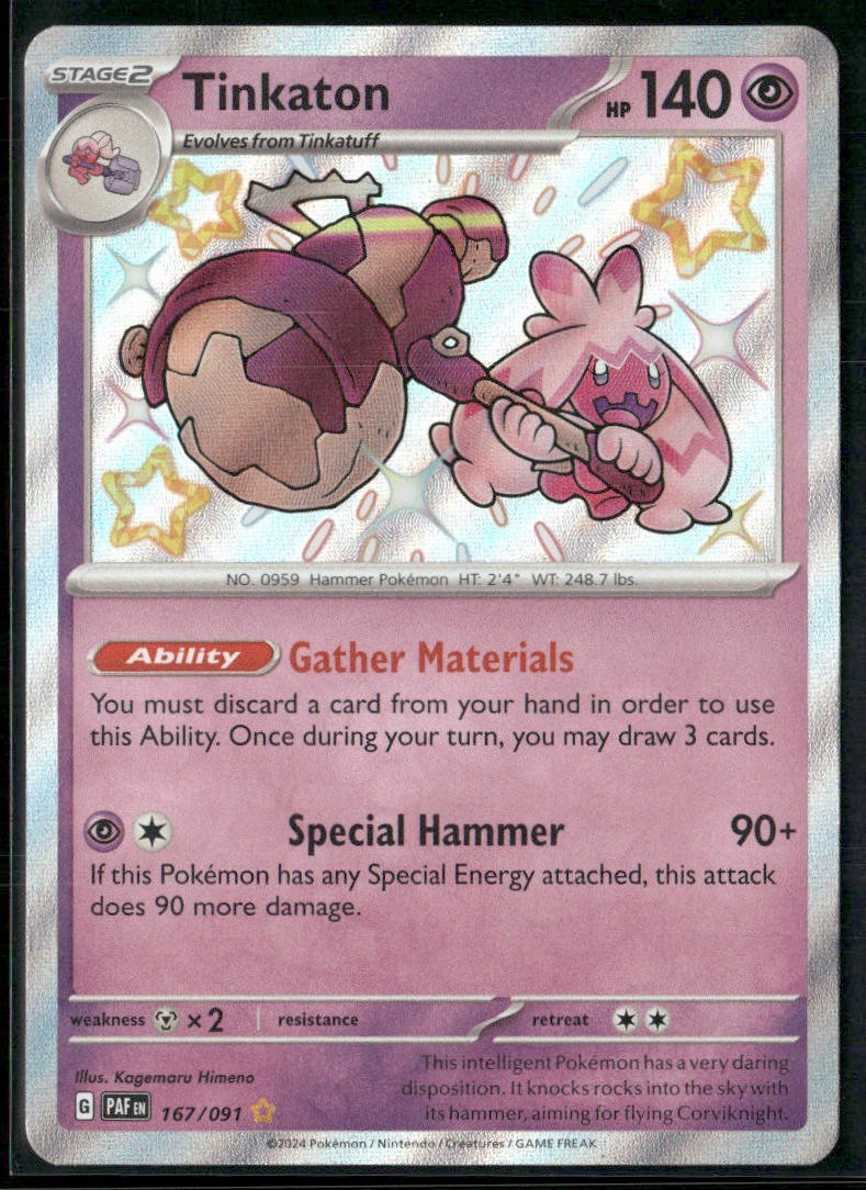 Tinkaton 167/091 Shiny - Pokemon TCG Paldean Fates 2024 NM