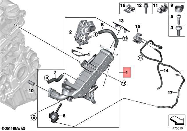 Genuine BMW Exhaust Gas Cooler High Temperature 11717822347