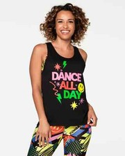 Zumba Dance All Day Tank Top - XS  Bold Black  Free Ship New