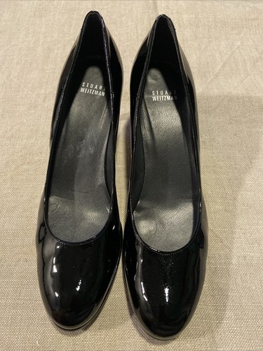Women’s Stuart Weitzman Patent Leather Pumps Heels - Black, Size 9.5 - Picture 2 of 4