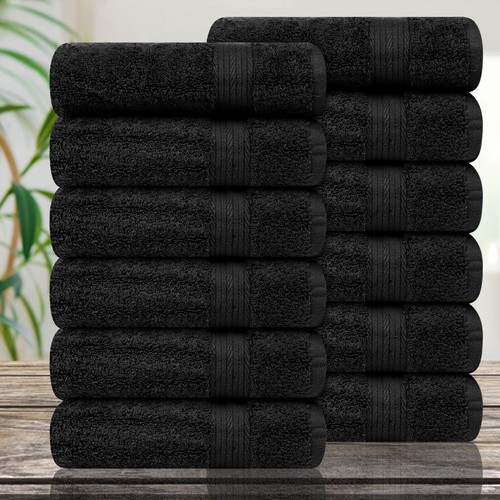 Ample Decor Hand Towel Pack of 12 100% Cotton Highly Absorbent Thick and Soft - Picture 23 of 27