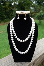 New 11mm Genuine AAA White Pearl Necklace Set 18", 24", Gold Plated Clasp