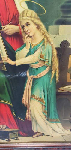 Child Mary Mother of Christ & St. Anne 19th c. print on Metal - Blessed Mother - Picture 4 of 22