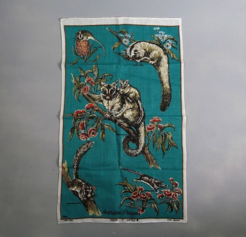 Toalla de té australiana vintage Ross lino puro impresa a mano rara difícil de encontrar - Imagen 6 de 6