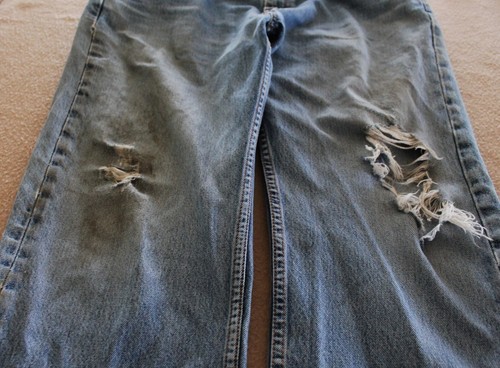 Men's Levi's 505 Thrashed, Torn, Stained 38 X 34 Regular with Straight Legs - Picture 3 of 14