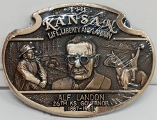 The Kansan Life Liberty And Landon 26th KS Governor 1887-1987 Belt Buckle