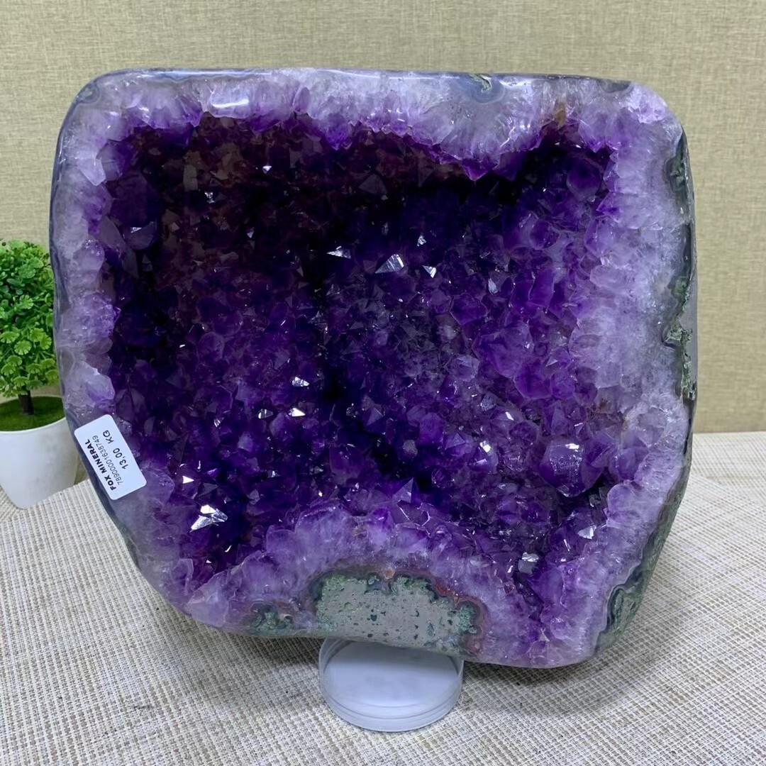 28.6LB TOP Natural Amethyst geode quartz crystal Furnishing