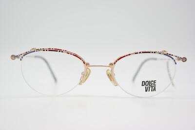 Vintage Brille DOLCE VITA by Casanova DV-19 Gold Mehrfarbig Halbrand eyeglasses