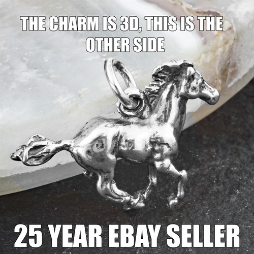 Silber Pferd Charm 925 Sterlingsilber 3D Pferd Hengst Mustang Pony Charm - Bild 2 von 6