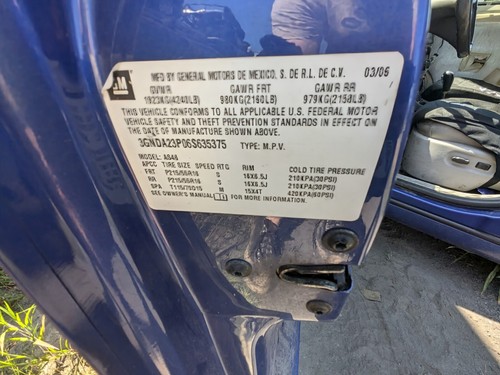 2009 Chevrolet HHR Rear Right Door Blue - Picture 4 of 7