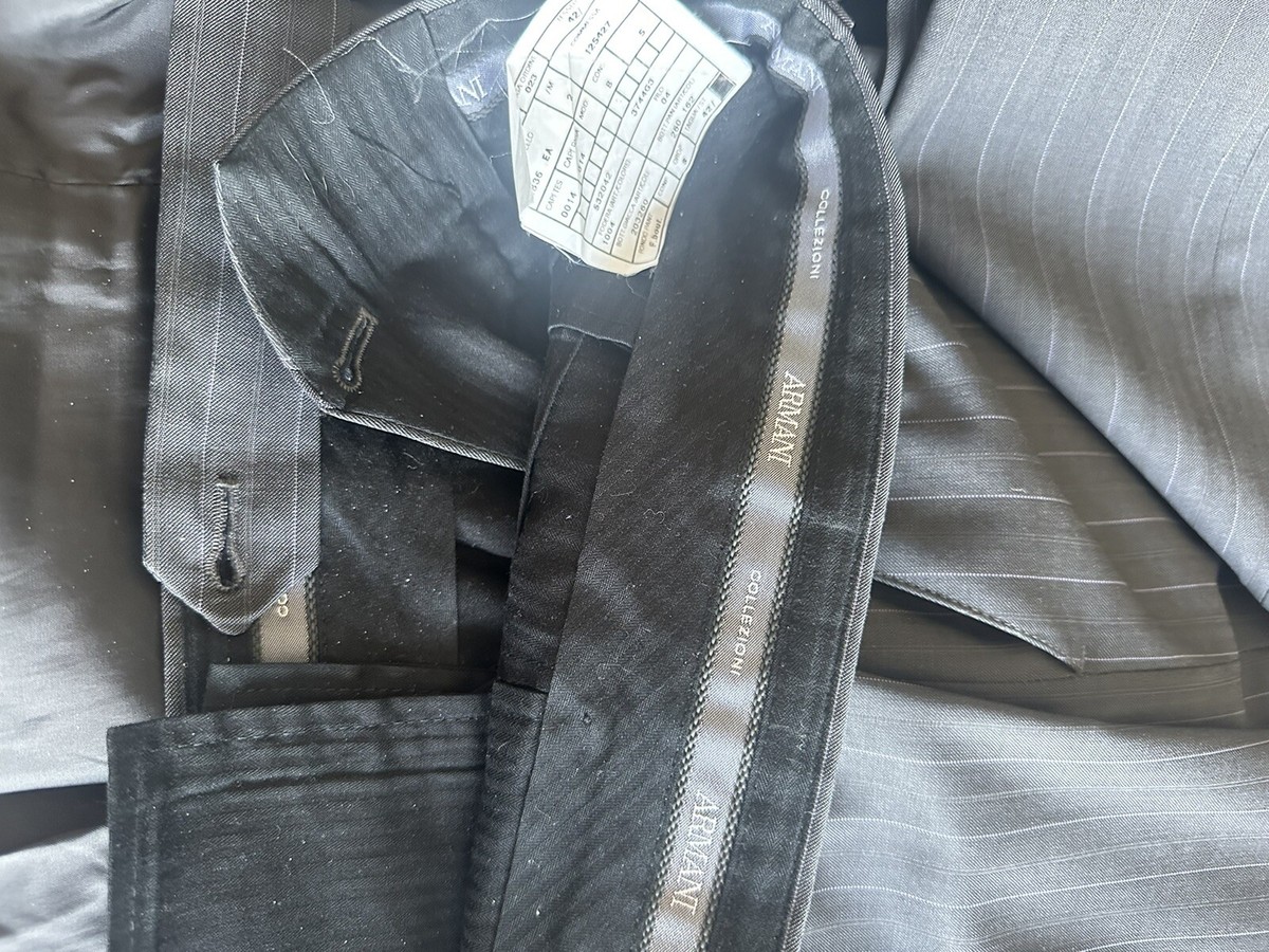 42L Armani Collezioni $1595 2-Piece Suit - Gray Pinstriped