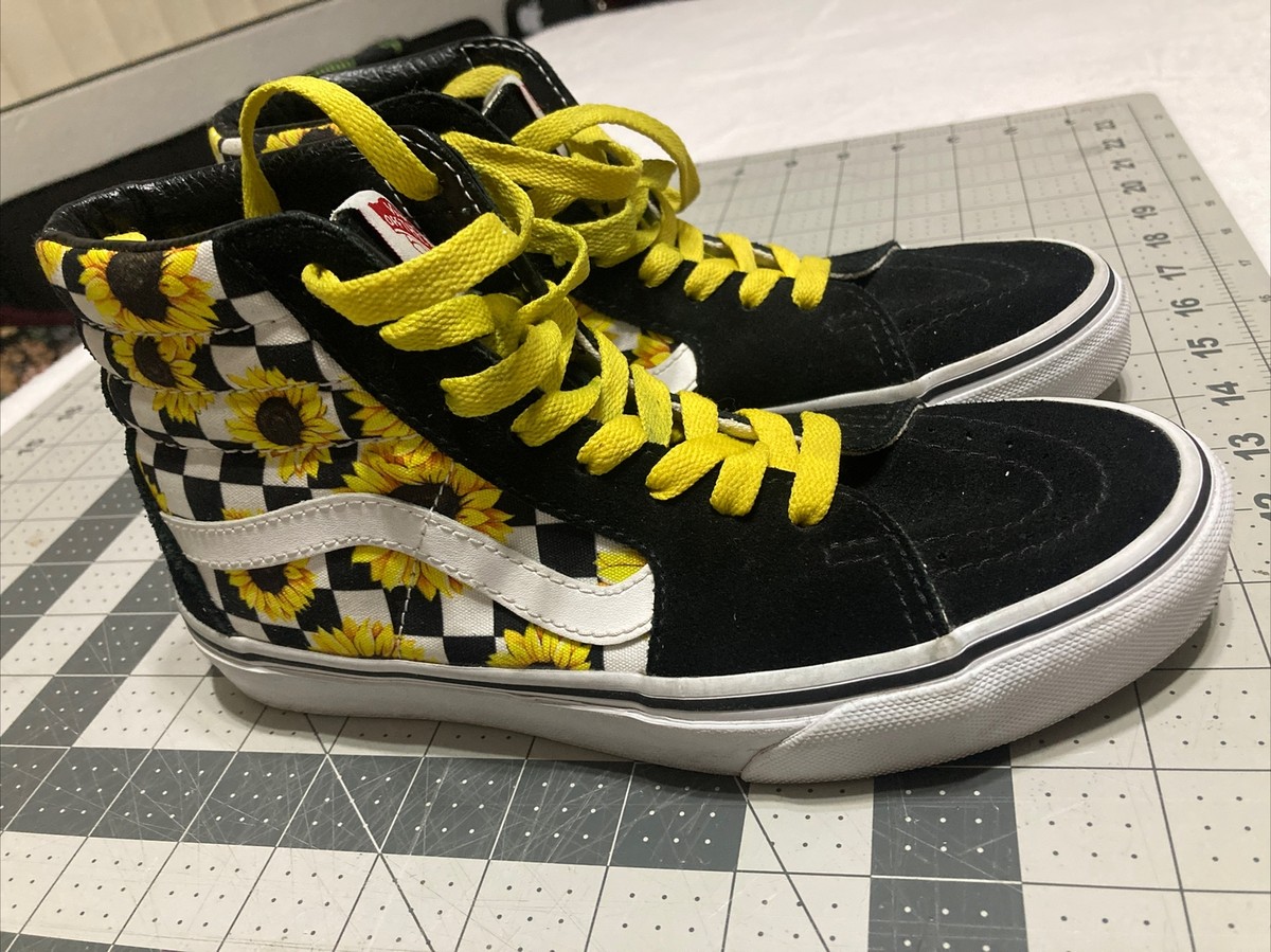 Checkerboard Sneakers Black And Yellow Sunflower Vans Vans Shoes