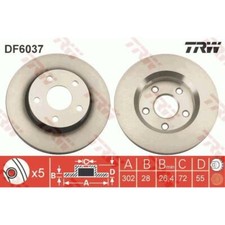 TRW 2x Bremsscheibe vorne 302 belüftet für Jeep Wrangler III JK DF6037