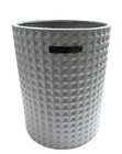 NEW MAISON DE BASE GRAY,GREY TEXTURED CHECKER CERAMIC TRASH CAN,WASTE BASKET
