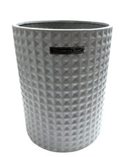 NEW MAISON DE BASE GRAY,GREY TEXTURED CHECKER CERAMIC TRASH CAN,WASTE BASKET