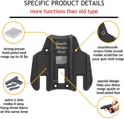 Fast draw Gun Magnet Mount for Vehicle and Home,Concealed Holder for Car,Safe US - Picture 2 of 11