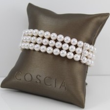COSCIA bracciale perle Akoya 5,5/6 mm a tre fili con barre oro bianco e diamanti