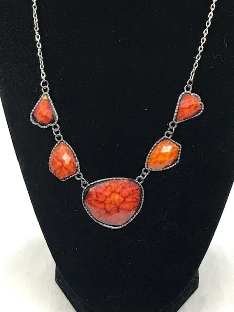 Veiny Burnt Orange Fashion Necklace