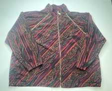 Vintage Teddi Windbreaker Sz 2x Red Black Gold Multicolor 1990s Track Style Y2k