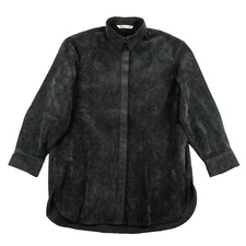 ZARA Womens Corduroy Oversized Shirt Charcoal Gray Sz-Sm Classic Lagenlook