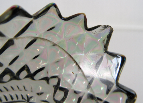 Vintage Diamond Point Iridescent Indiana Glass Ruffle Rim Candy Trinket Dish - Picture 9 of 9