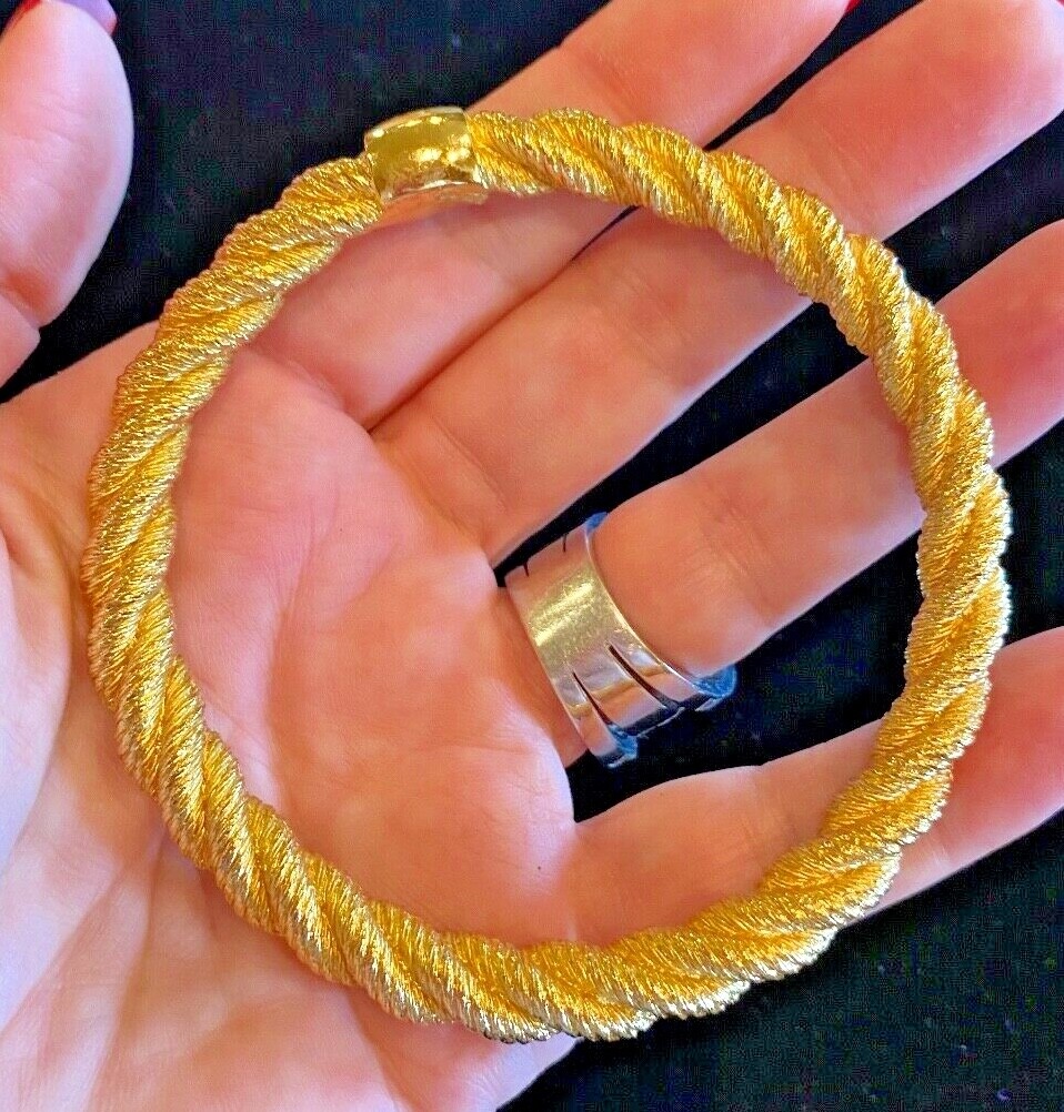 Vintage Christian Dior Signed Gold Plated Rope Bracelet - 55